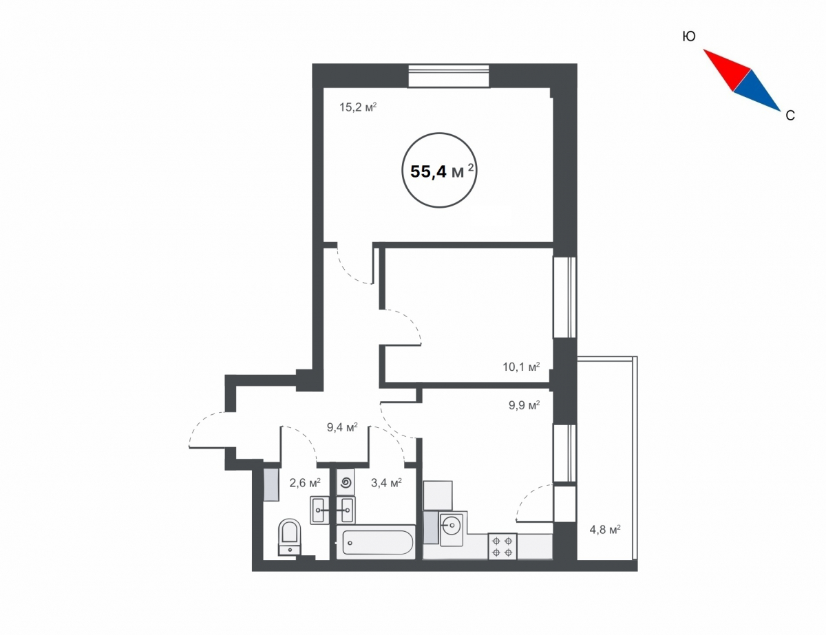 планировка квартиры 55 м2